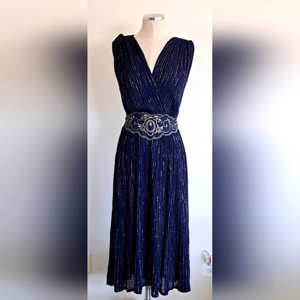 Blue with gold accents Greek dress